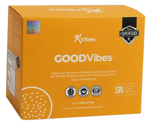 GOOD VIBES — bebida en polvo alta en fibra, sabor maracuyá
