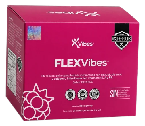 FLEX VIBES — bebida en polvo con colágeno hidrolizado, sabor berries